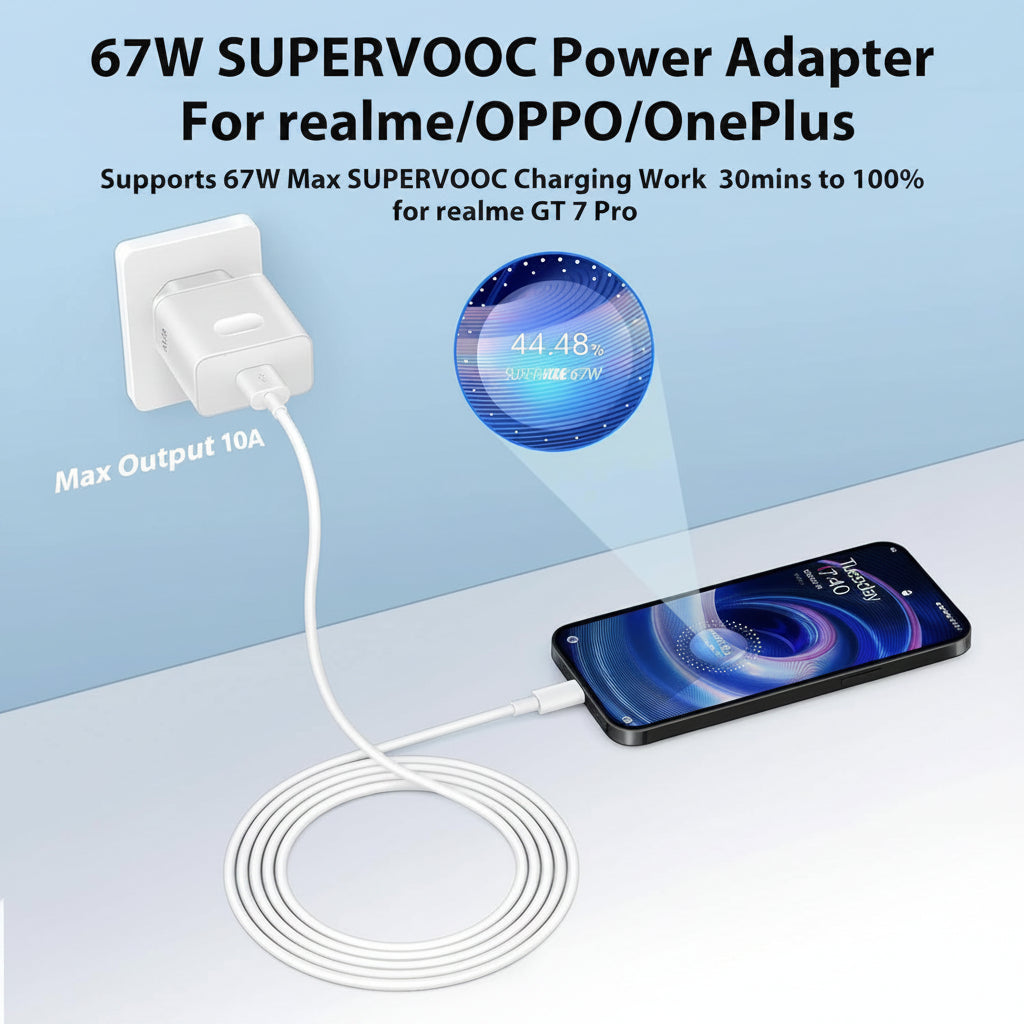 Realme Spervooc 67W USB-A Fast Charger Adapter with Type-C Cable wefixfast