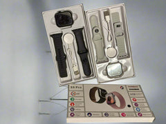 Smartwatch accessories set with packaging on a dark surface