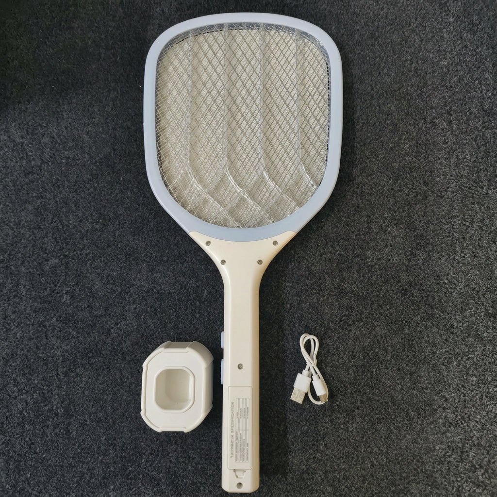 mosquito_swatter_laying_on_the_table_with_stand_and_charging_cable
